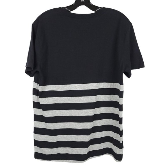 Forever 21 T Shirt Mens Size Medium Black Gray Stripe Crew Neck - Picture 2 of 7